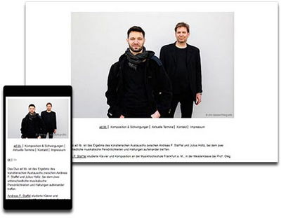 Screenshot der Homepage des Musikduos ad lib.