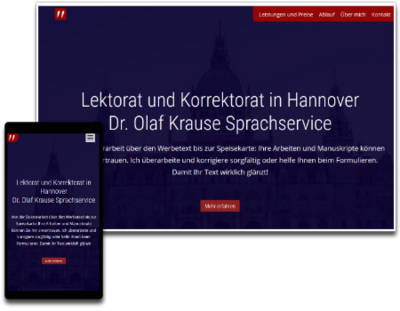 Screenshot der Homepage vom Sprachservice Hannover Dr. Olaf Krause