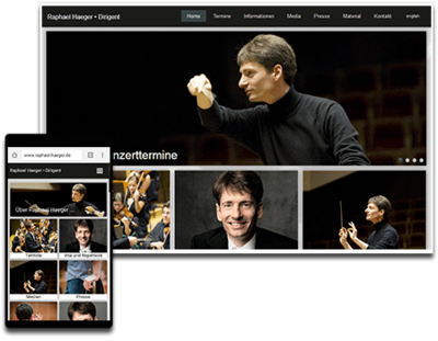 Sceenshot des Internetauftritts des Dirigenten Raphael Haeger